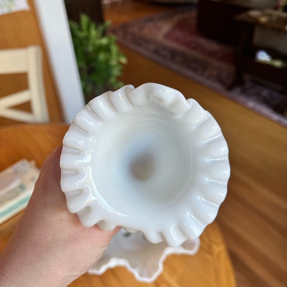 Hobnail Milk Glass Epergne and Vase - Picture 3 of 5